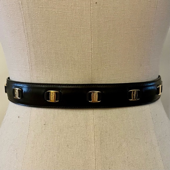 Salvatore Ferragamo Chocolate BrownLeather Belt with Gold Accents main image 4